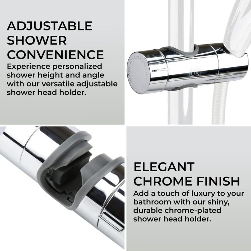 H&S Universal Shower Head Holder for Slide Bar - Adjustable Shower Holder Bracket Set w/Cylindrical Design - Powerful Replacement Shower Hose Clamp for Bathroom,Adjustable Slide Bar Showerhead Holder - Image 2